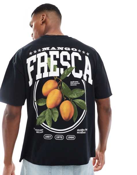 ASOS DESIGN - T-shirt oversize à imprimé fruits au dos - Noir - view 1