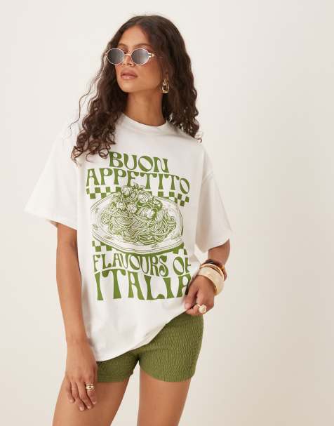 ASOS DESIGN - T-shirt oversize à imprimé graphique Buon Appetito - Blanc - view 1
