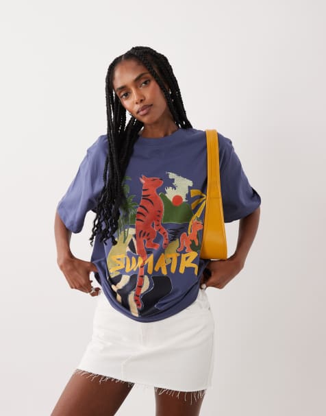 ASOS DESIGN - T-shirt oversize à imprimé graphique Sumatra - Bleu - view 1