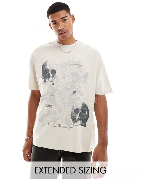 ASOS DESIGN - T-shirt oversize à imprimé grunge sur le devant - Gris délavé - view 1