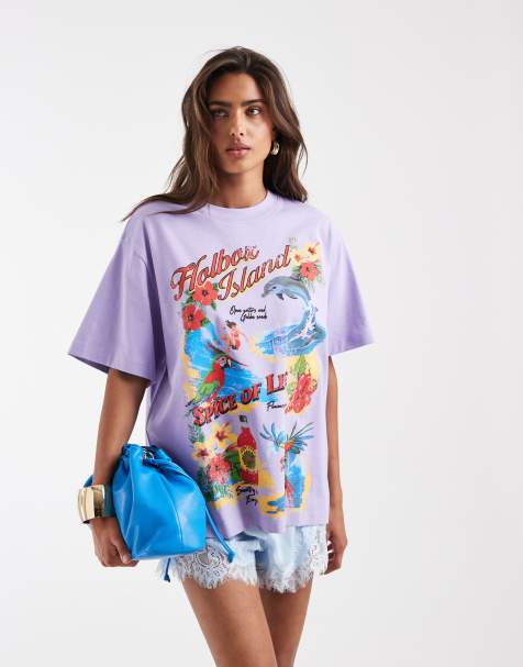 ASOS DESIGN - T-shirt oversize à imprimé Holbox Island - Lilas - view 1