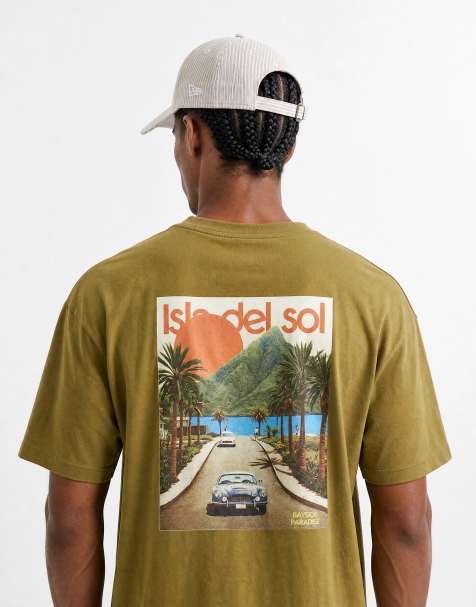 ASOS DESIGN - T-shirt oversize à imprimé île - Olive - view 1