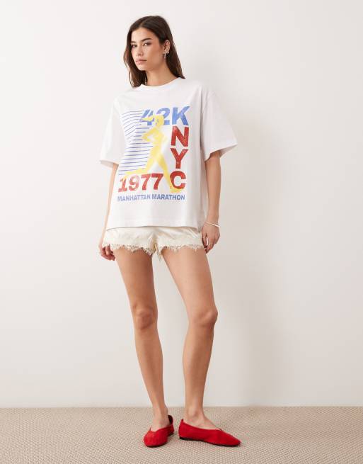 ASOS DESIGN - T-shirt oversize à imprimé Marathon de New York - Blanc, 2 de 4