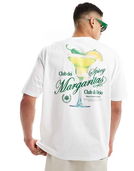 ASOS DESIGN - T-shirt oversize à imprimé Margarita - Blanc