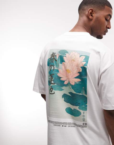 ASOS DESIGN - T-shirt oversize à imprimé nénuphars - Blanc - view 1
