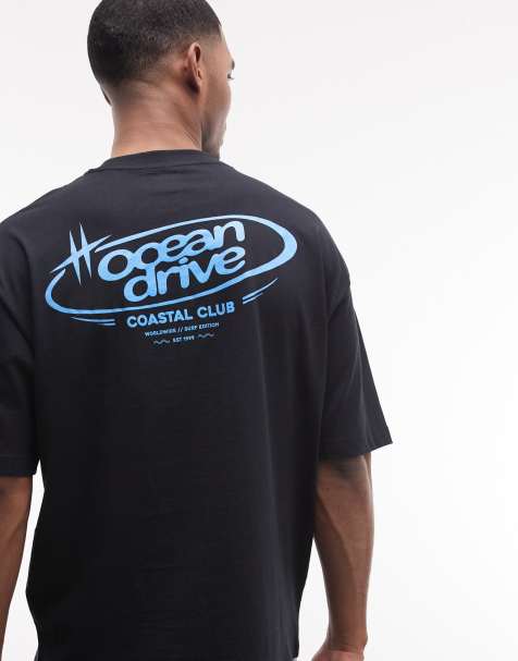ASOS DESIGN - T-shirt oversize à imprimé Ocean Drive effet bulle - Noir - view 1