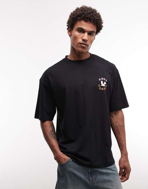 ASOS DESIGN - T-shirt oversize à imprimé oiseaux - Noir, 5 de 5