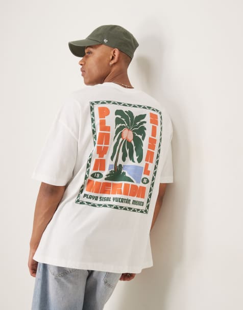 ASOS DESIGN - T-shirt oversize à imprimé palmier - Blanc - view 1