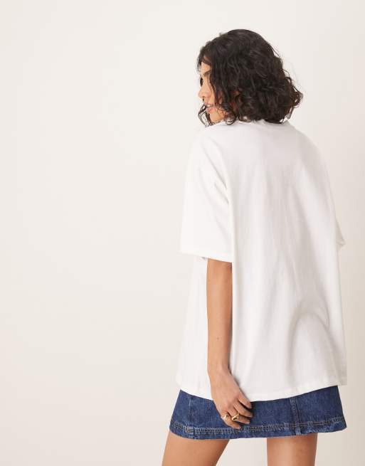 ASOS DESIGN - T-shirt oversize à imprimé pâtes - Blanc, 3 de 4