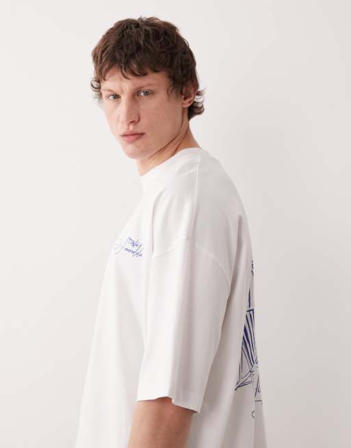 ASOS DESIGN - T-shirt oversize à imprimé plage - Blanc, 4 de 5