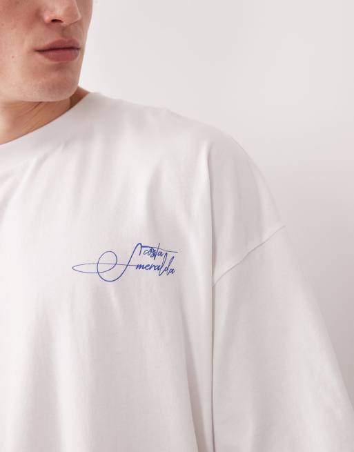 ASOS DESIGN - T-shirt oversize à imprimé plage - Blanc, 5 de 5