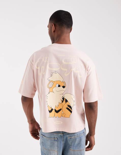 ASOS DESIGN - T-shirt oversize à imprimé Pokémon Caninos - Rose - view 1