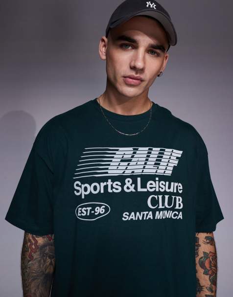 ASOS DESIGN - T-shirt oversize à imprimé Sports Club sur le devant - Vert - view 1