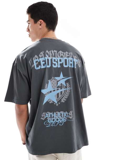 ASOS DESIGN - T-shirt oversize à imprimé style sport - Anthracite - view 1