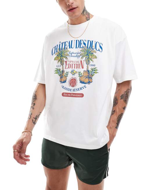 ASOS DESIGN - T-shirt oversize à imprimé sur le devant - Blanc