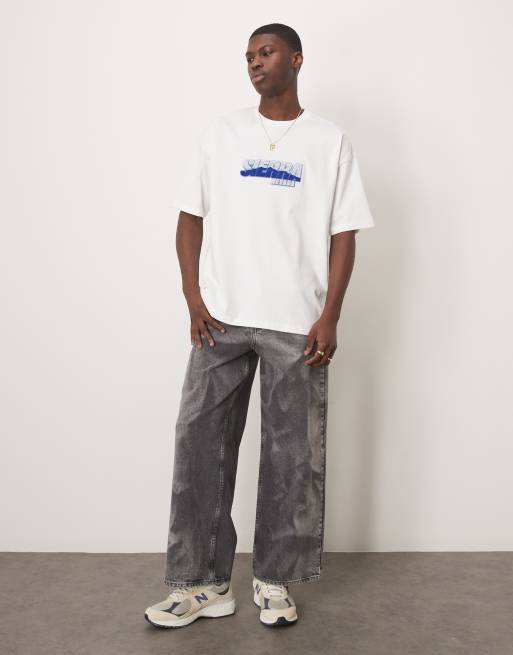 ASOS DESIGN - T-shirt oversize à imprimé ville devant - Blanc, 4 de 4