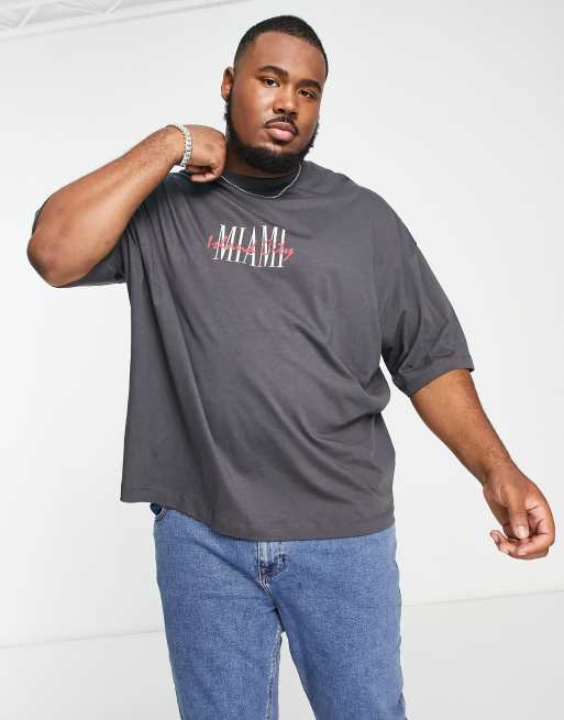 ASOS DESIGN - T-shirt oversize à imprimé ville Miami - Gris foncé, 2 de 4