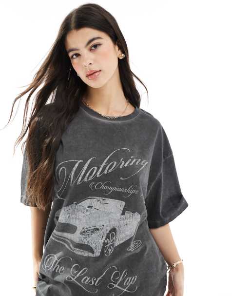 ASOS DESIGN - T-shirt oversize à imprimé voiture - Anthracite délavé - view 1