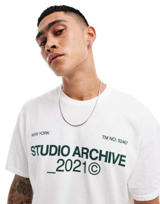ASOS DESIGN - T-shirt oversize à inscription - Blanc