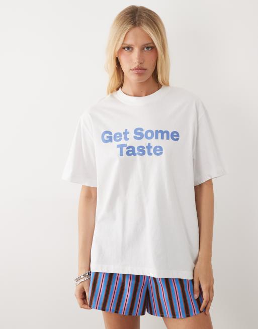 ASOS DESIGN - T-shirt oversize à inscription contrastante « Get Some Taste » - Blanc, 2 de 4