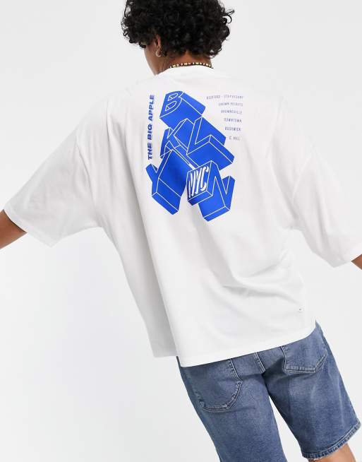 ASOS DESIGN - T-shirt oversize à inscription graphique « Brooklyn  » au dos - Blanc cassé
