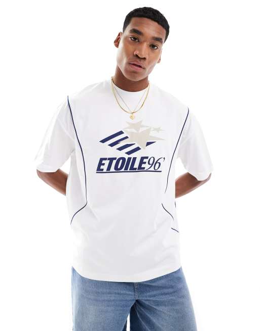 ASOS DESIGN - T-shirt oversize à liserés et imprimé sportif sur la poitrine