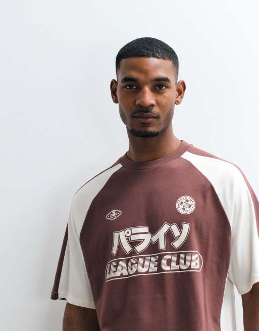 ASOS DESIGN - T-shirt oversize à liserés et imprimé style football - Marron, 3 de 5