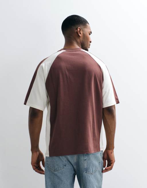 ASOS DESIGN - T-shirt oversize à liserés et imprimé style football - Marron, 4 de 5
