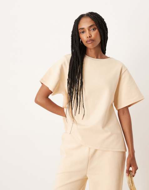 ASOS DESIGN - T-shirt oversize à manches courtes en tissu interlock - Babeurre - view 1