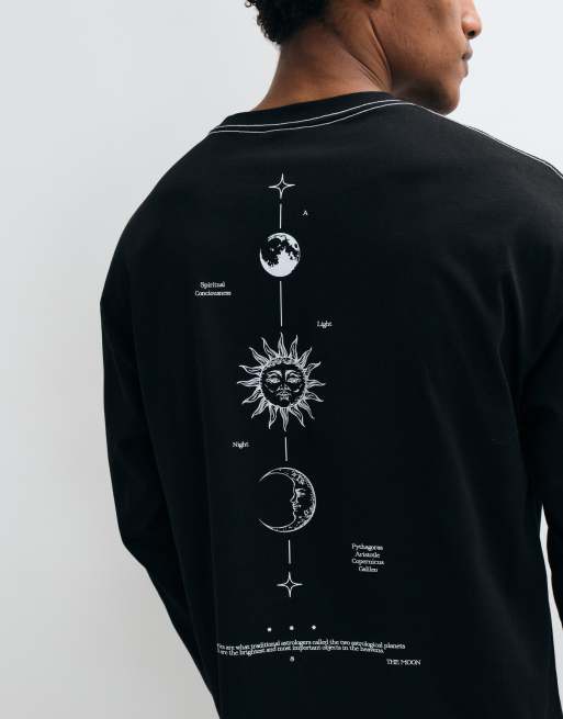 ASOS DESIGN t-shirt oversize à manches longues avec imprimé colonne céleste noir, 3 de 5