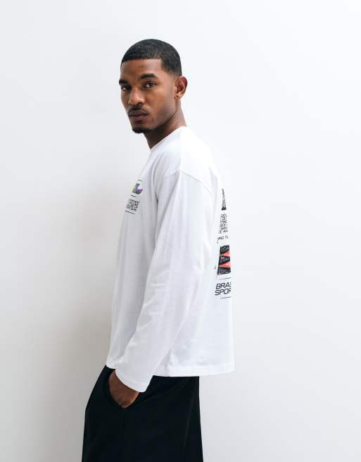 ASOS DESIGN t-shirt oversize à manches longues avec motif sport en blanc, 5 de 5