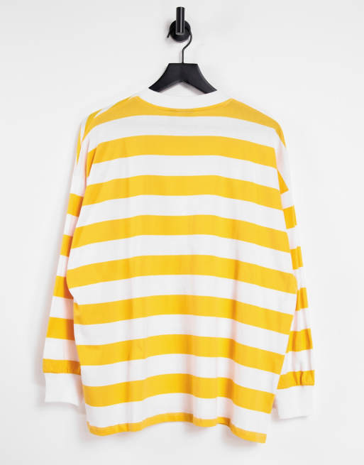 ASOS DESIGN - T-shirt oversize à manches longues avec rayures et découpes - Jaune ensoleillé, 2 de 4