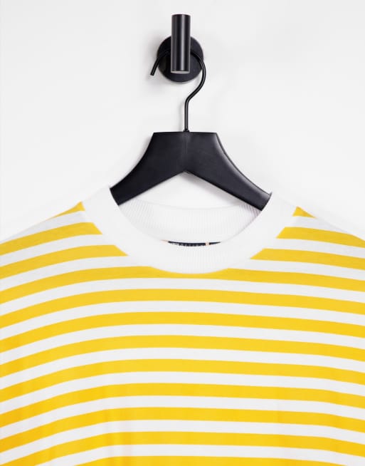 ASOS DESIGN - T-shirt oversize à manches longues avec rayures et découpes - Jaune ensoleillé, 3 de 4