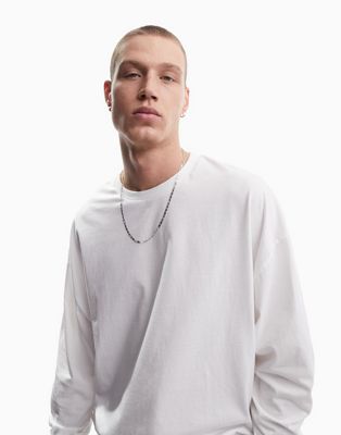ASOS DESIGN - T-shirt oversize à manches longues - Blanc | ASOS