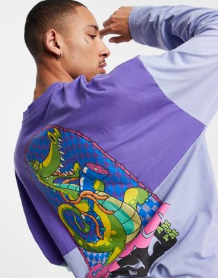 T-shirts et débardeurs T-shirt oversize à manches longues effet color block avec imprimé crocodile