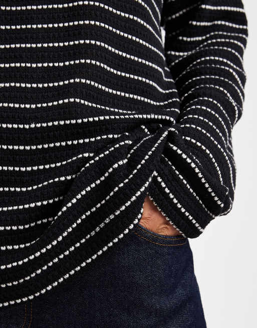 ASOS DESIGN - T-shirt oversize à manches longues en tissu texturé épais à rayures - Noir et blanc , 5 de 5