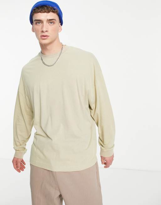ASOS DESIGN - T-shirt oversize à manches longues et imprimé floral dans le dos - Beige, 2 de 4