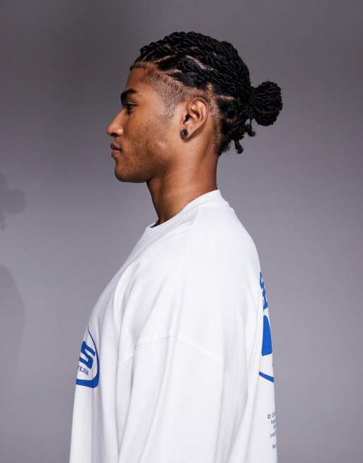 ASOS DESIGN - T-shirt oversize à manches longues et imprimé Street - Blanc, 4 de 5