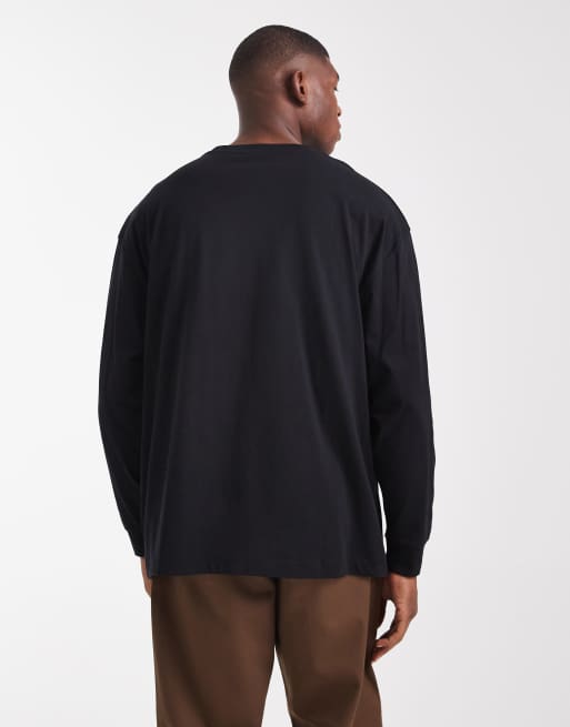 ASOS DESIGN - T-shirt oversize à manches longues et imprimé style sport - Noir, 3 de 5