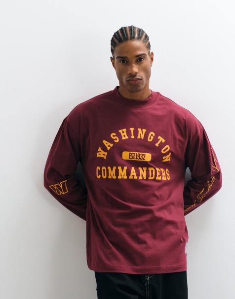 ASOS DESIGN t-shirt oversize à manches longues imprimé Washington Commanders bordeaux - view 1