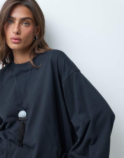 ASOS DESIGN t-shirt oversize à manches longues noir, 3 de 5