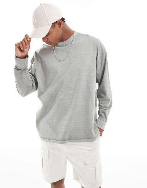 ASOS DESIGN - T-shirt oversize à manches longues - Vert délavé - view 1