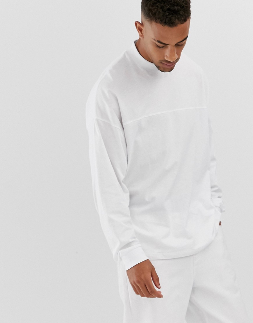 ASOS DESIGN - T-shirt oversize a maniche lunghe bianca con cuciture-Bianco