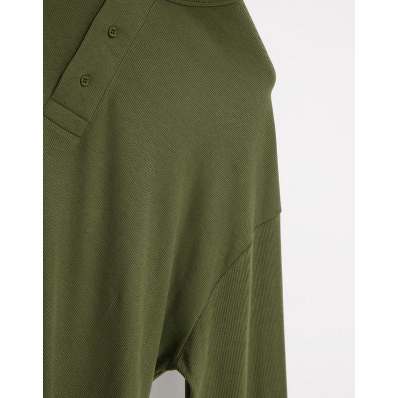 T-shirt tinta unita T-shirt e Canotte DESIGN - T-shirt oversize a maniche lunghe con coste spesse verde kaki