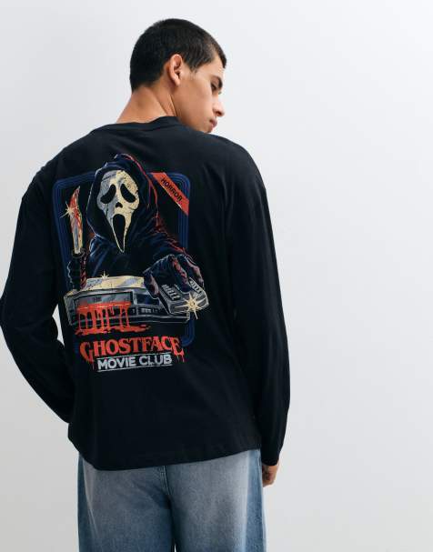 ASOS DESIGN t-shirt oversize a maniche lunghe con Steven Rhodes Ghostface Halloween nero - view 1