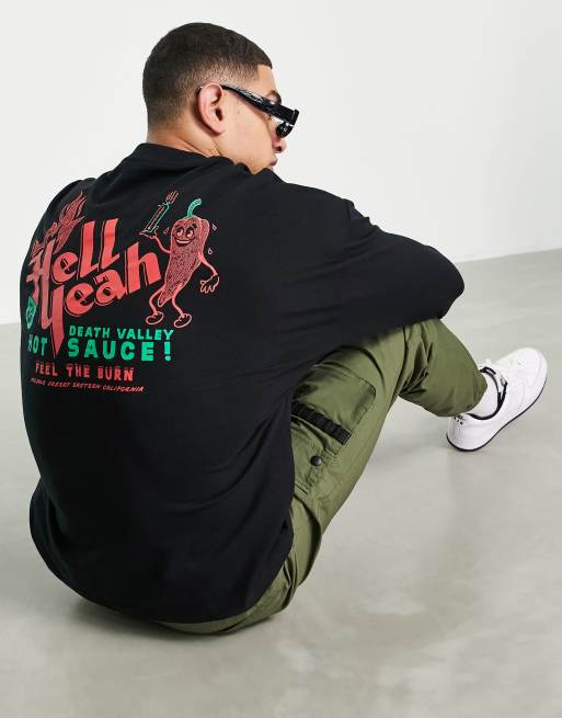 ASOS DESIGN - T-Shirt oversize a maniche lunghe nera con stampa grafica sul davanti e sul retro