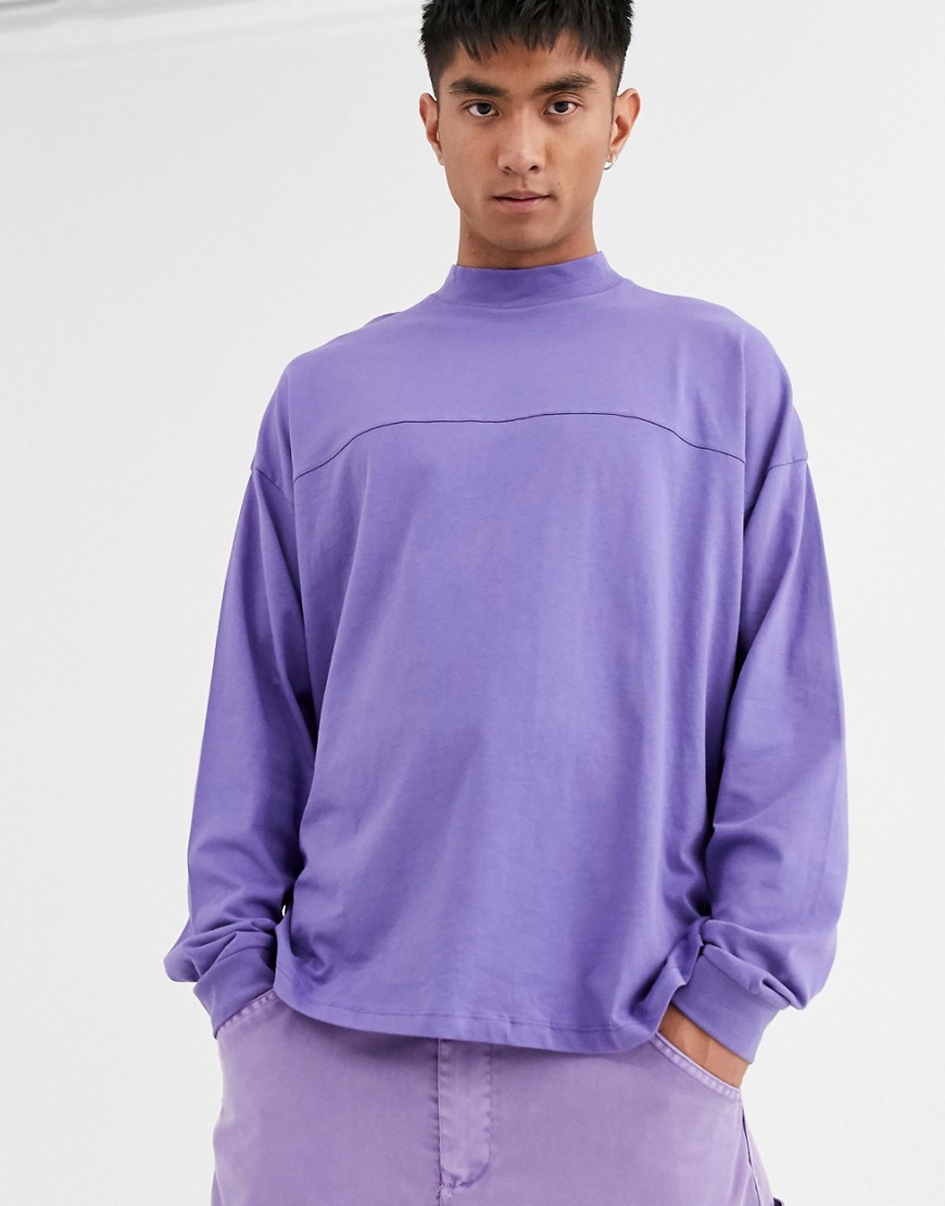 ASOS DESIGN - T-shirt oversize a maniche lunghe viola ocn cuciture