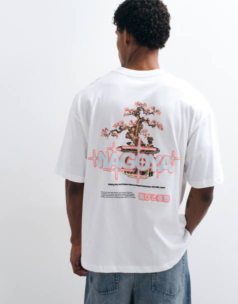 ASOS DESIGN - T-shirt oversize à motif bonsaï au dos - Blanc - view 1