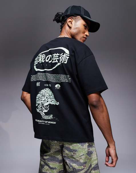 ASOS DESIGN - T-shirt oversize à motif bonsaï - Noir - view 1