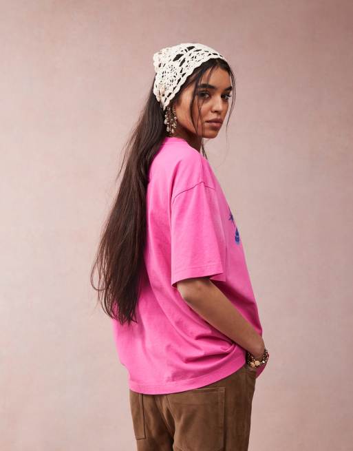 ASOS DESIGN - T-shirt oversize à motif céleste brodé - Rose, 2 de 4